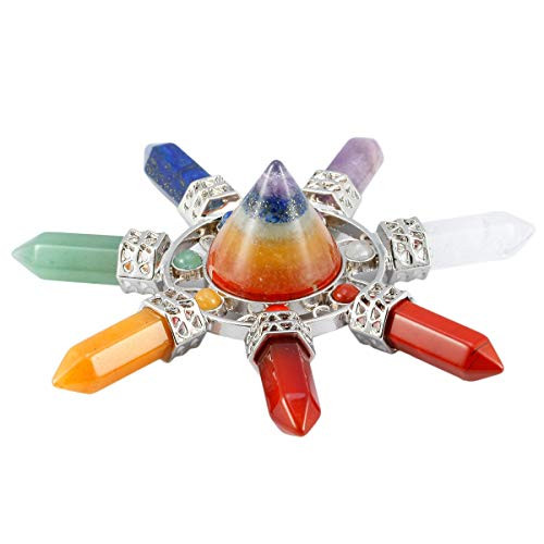 rockcloud Taper & 7 Chakra Points Energy Generator,Reiki Healing Crystal Stone, Multicolor Stone rockcloud Taper & 7 Chakra Points Energy Generator,Reiki Healing Crystal Stone, Multicolor Stone