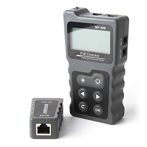 Network Cable Tester, KKmoon Multi-functional LCD Network Cable Tester PoE Checker Inline PoE Voltage and Current Tester with Cable Tester