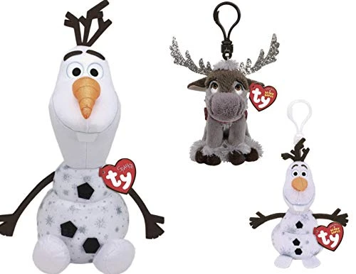 ReBL LLC Ty Sparkle Disney Movie Frozen 2 Plush Stuffed Animal Dolls Toys Bundle (Large Olaf)