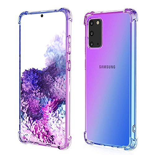 ROSAUI for Samsung Galaxy S20 Case Soft TPU Bumper Slim fit Shockproof Anti Scratch Drop Protection Flexible Gradient Transparent Cute Case for Galaxy S20 (Blue-Purple)