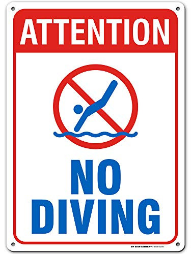 Attention No Diving Pool Sign, Made Out of .040 Rust-Free Aluminum, Indoor/Outdoor Use, UV Protected and Fade-Resistant, 10" x 14"?, by My Sign Center