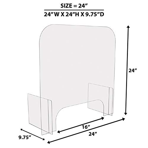 Clear Acrylic Sneeze Barrier Safety Guard and Splash Shield, Store Countertop, Restaurant, Reception Desk Nail Salon (24 Inch)