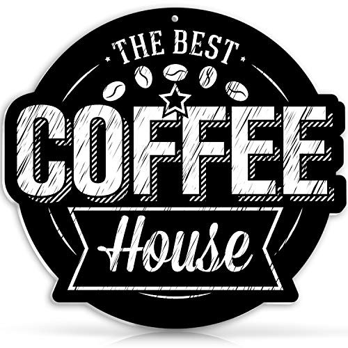 Coffee Signs Kitchen Decor | Coffee House Wall Decor Sign | 8.75" x 9.25" Rigid Thick PVC | for Home, Coffee Station, Coffee House Menu | Printed Wood Frame and Chalkboard Look | Made in USA