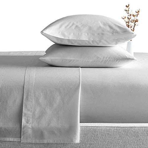 SGI bedding Short Queen Sheets Luxury Soft 100% Egyptian Cotton - Sheet Set for Short Queen Mattress Silver Gray Solid 600 Thread Count Deep Pocket