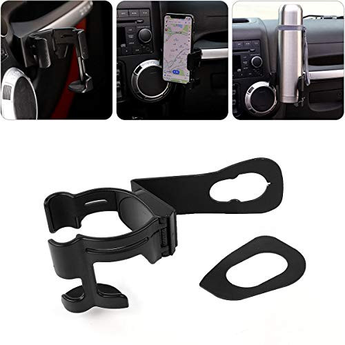 u-Box Multi-Function Drink Cup Phone Holder, Bolt-on Stand Bracket Organizer for 2011-2018 Jeep Wrangler JK JKU Sahara Rubicon & Unlimited