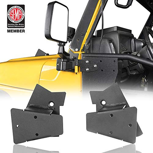 u-Box Wrangler TJ Factory Door Mirror Mounting Brackets in Matte Black for Jeep Wrangler TJ 97-06