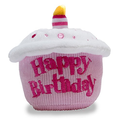 Cuddle Barn Birthday Cupcake Squeezer Lights Up and Plays Happy Birthday When Squeezed (Pink)