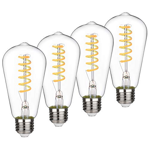ST58 BORT 6W Vintage LED Edison Bulbs, Warm 2700K, Antique LED Filament Light Bulbs, Dimmable 60W Equivalent, 600LM, E26 Medium Base (6W-2700K-4 Pack)