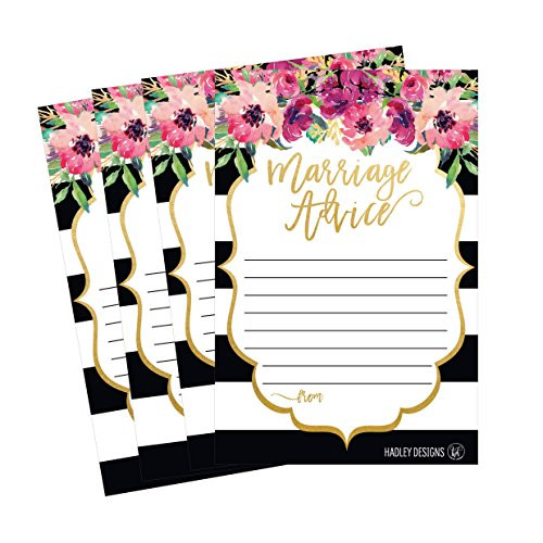 50 4x6 Floral Wedding Advice & Well Wishes For The Bride and Groom Cards, Reception Wishing Guest Book Alternative, Bridal Shower Games Note Card Marriage Advice Bride To Be, Best Wishes For Mr & Mrs