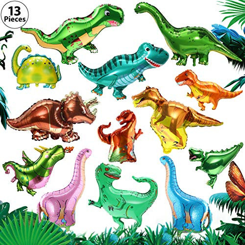 Dinosaur Foil Balloons 13 Pieces Dinosaur Aluminum Mylar Helium Balloons for Dinosaur Theme Jungle Party Birthday Baby Shower Decorations Dinosaur Foil Balloons 13 Pieces Dinosaur Aluminum Mylar Helium Balloons for Dinosaur Theme Jungle Party Birthday Baby Shower Decorations