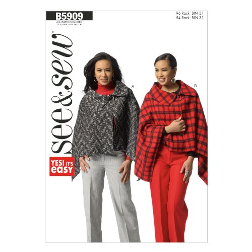 BUTTERICK PATTERNS B5909 Misses' Wrap Sewing Template, Size A in One Envelope