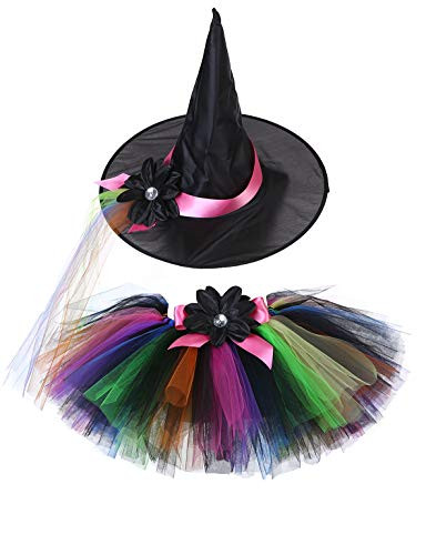 Tutu Dreams Witch Costume for Toddler Girls My First Halloween Tutu Outfits with Hat (S) Rainbow