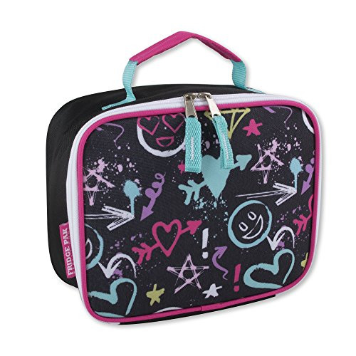 Insulated Lunch Bag Box With Easy Clean PEVA Lining & Quality Zippers (Black/Pink)