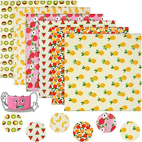 24 Pieces Quilting Fabric Cotton Fabric Craft Bundle Squares Fat Quarters 10 x10 Inch Multicolored Fruit Print Fabric for Patchwork DIY Sewing Scrapbooking
