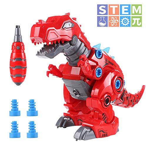 Walking Robot Dinosaur Toy Take Apart Dinosaur Toys for Boys with Roar Sound Colorful Lights Gift for 3,4, 5-Year-Old Boys Girls (Red) Walking Robot Dinosaur Toy Take Apart Dinosaur Toys for Boys with Roar Sound Colorful Lights Gift for 3,4, 5-Year-Old Boys Girls (Red)