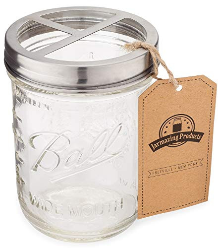 Jarmazing Products Mason Jar Toothbrush Holder - with 16 Ounce Ball Mason Jar  Made from Rust-Proof Stainless Steel