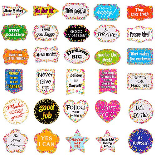 FaCraft 30 Pieces Positive Sayings Classroom Decor,Confetti Positive Sayings Accents Stickers for Classroom Bulletin Board