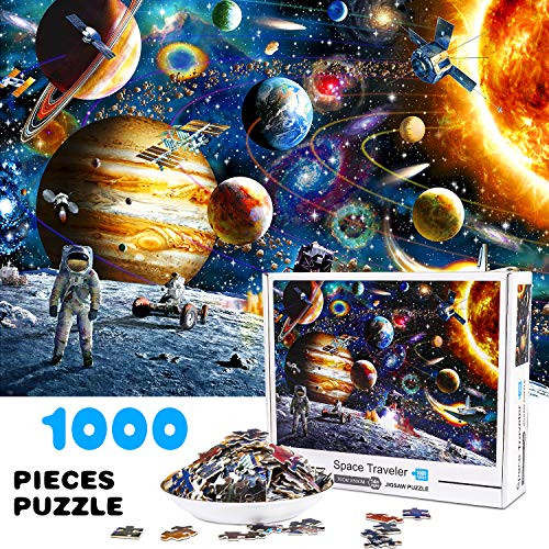 Magicfun 1000 Piece Space Jigsaw Puzzles DIY Adult Kids Outer Space Astronaut Puzzles, Cosmic Galaxy Grown up Puzzles Educational Games Gift