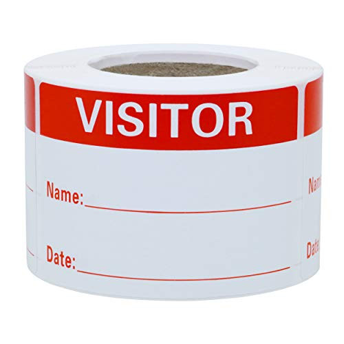 Hybsk Visitor Pass Red Visitor Identification Labels 2x3 inch Stickers 300 Labels Per Roll (Red)