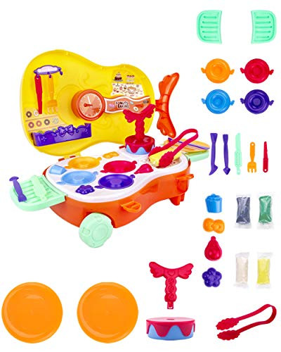 UNIH Playdough Sets for Toddlers Non-Toxic Playdough Bench with Storage and Tool Molds Kit Kids for Boys Girls 3 Years Old