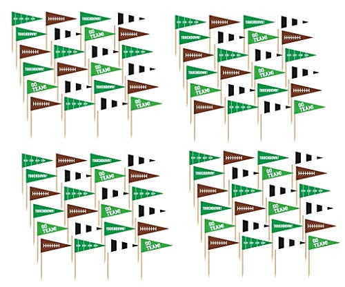 Amscan Football Frenzy Birthday Party Flag Picks Serveware), Multi Color, 2" x 2.5 (Value Pack: 108 Count)