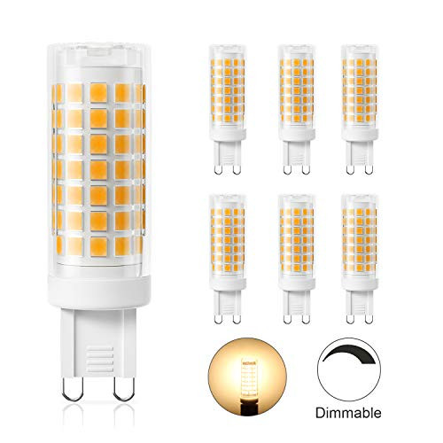 DiCUNO Dimmable G9 120V LED Bulb 4W (40W Halogen Equivalent), 430LM Warm White 3000K G9 Ceramic Base Light Bulb for Under Counter Cabinet, Ceiling Fan, Home Lighting (6-Pack)