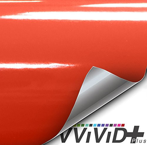 VViViD+ Premium Vinyl Wrap Film (3ft x 5ft, Gloss Arancio Argos Red Orange)