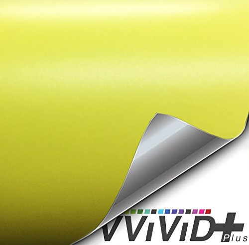 VViViD+ Matte Metallic Daytona Yellow Vinyl Wrap Roll (1ft x 5ft)