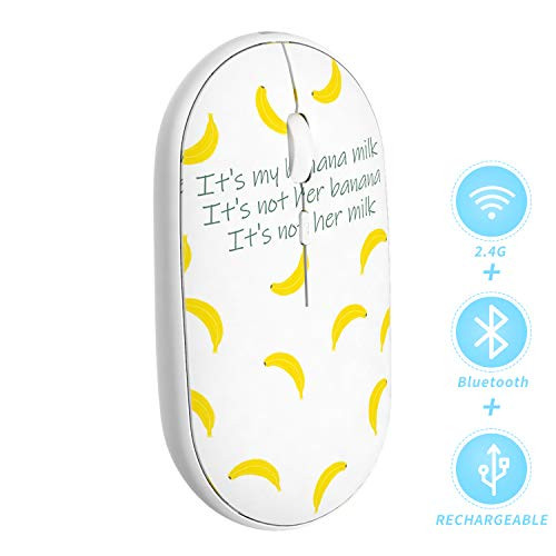 Bluetooth Mouse, Noiseless Mouse with USB Receiver, Slim Dual Mode(Bluetooth + USB) Rechargeable Bluetooth Wireless Mouse for Laptop, iPad, MacBook Pro,Computer,Notebook, PC (Banana)