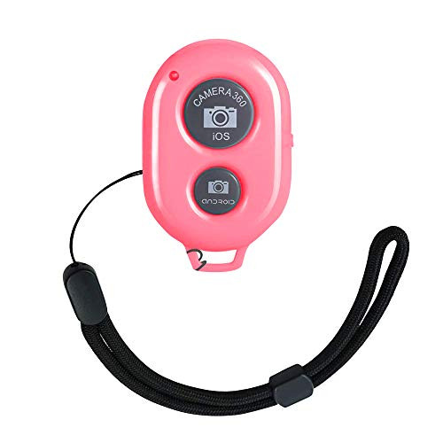 Pink Bluetooth Remote Shutter, Camera Shutter Remote Control, WANFH Wireless Clicker for All iOS and Android Devices, Create Beautiful Photos and Selfies, Hand-Free and Wrist Strap Included