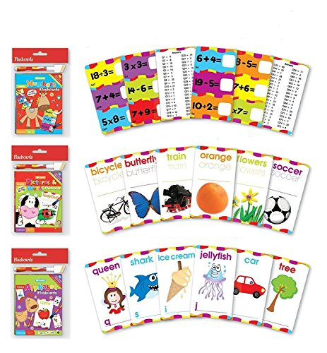 ABC Math Flash Cards Alphabet, Multiplication, Division, Subtraction, Addition, Spelling Flash Cards Wipe Clean Includes Marker & Eraser