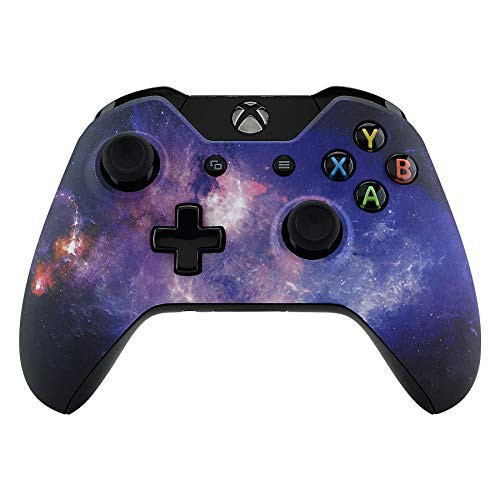 eXtremeRate Nebula Galaxy Patterned Faceplate Cover, Soft Touch Front Housing Shell Case, Comfortable Soft Grip Replacement Kit for Standard Xbox One Controller Model 1537/1697