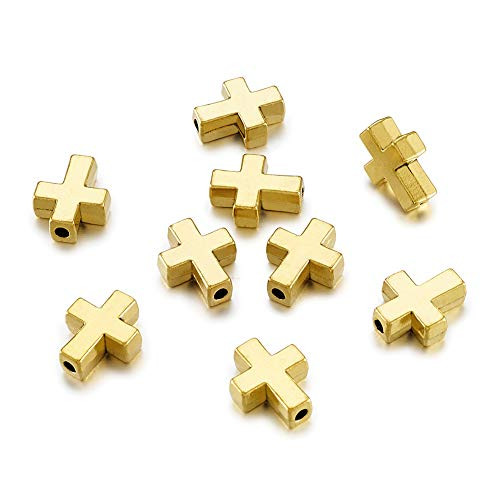Kissitty 20pcs Tibetan Style Cross Beads Antique Golden Cross Charm Spacer Beads for DIY Jewelry Making Lead Free & Nickel Free 15x12x5mm Kissitty 20pcs Tibetan Style Cross Beads Antique Golden Cross Charm Spacer Beads for DIY Jewelry Making Lead Free & Nickel Free 15x12x5mm