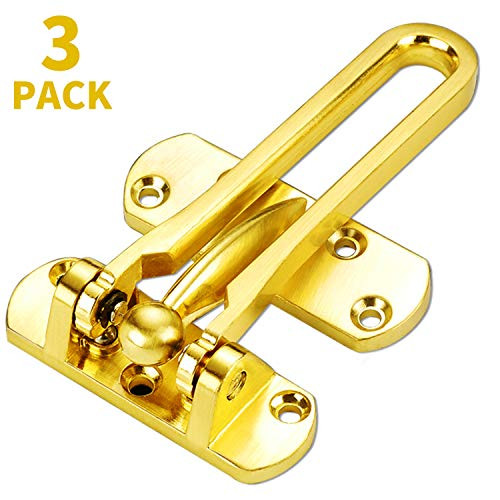 Home Security Door Lock Latches Swing Bar Door Lock Thickened Solid Aluminum Alloy Front Door Locks Kids High Security Auxiliary Lock as Secondary Door Lock Security Latch Guard Clasp?Gold?