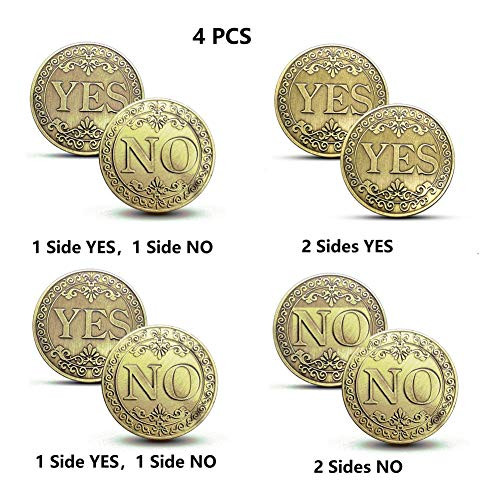 IVLWE Never Lose Yes No Coins Flipping Challenge Coin Souvenir Commemorative Coins Collection Double Yes Double No Normal YES or NO?4 PCS?
