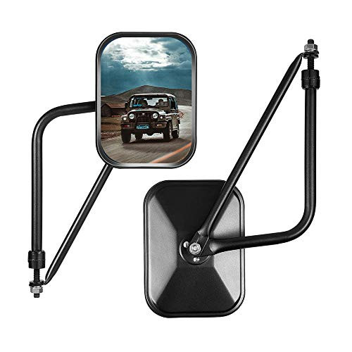 Hhobake Rectangular Wrangler Jeep Mirrors Doors Off, Shake-Proof Off-Road Square Adventure Mirrors Doorless Side Mirrors, Fit for Jeep Wrangler JKU JK CJ YJ TJ 1997-2017?2 Pcs?