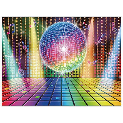 Allenjoy 8x6ft 70s Theme Party Decorations Disco Backdrop Banner 70's Photo Booth Backdrop Wall Decorating for Let's Glow in The Dark Adult Neon Disco Birthday Supplies 80s 90s Background Prom Favors