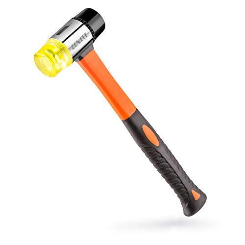 ZEXETT Rubber Mallet, 40mm Double-Faced Soft Hammer with Fiberglass Handle, Perfect for Leather Crafts, Jewelry and Flooring Installation (40 diameter)