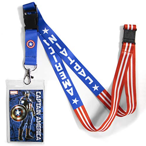 Ata-Boy Marvel Comics Captain America Reversible Lanyard with Breakaway Clip and ID Holder
