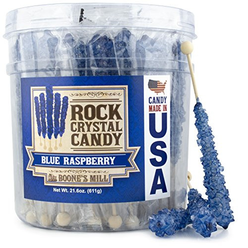 Boone's Mill | Rock Crystal Candy Sticks | Blue Raspberry | 36 Sticks