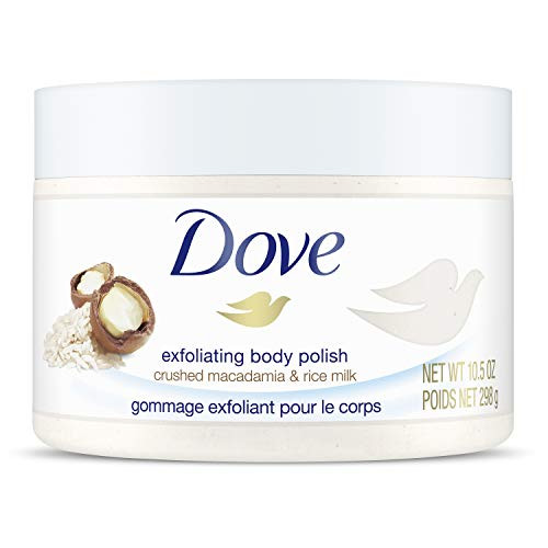 Dove Exfoliating Body Polish Body Scrub To Help Revive Dry, Dull Skin Macadamia & Rice Milk Polishes and Nourishes Your Skin 10.5 oz