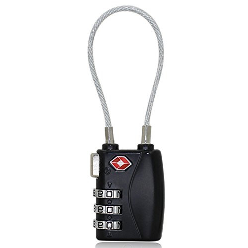 TSA Luggage Locks,TSA Approved Cable Luggage Locks Re-settable Combination with Alloy Body,( Black) TSA Luggage Locks,TSA Approved Cable Luggage Locks Re-settable Combination with Alloy Body,( Black)