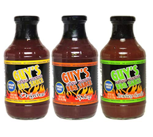Guy's Award Winning Sugar-Free BBQ Sauce - Original, Spicy and Smokey Garlic - Variety 3 Pack Guy's Award Winning Sugar-Free BBQ Sauce - Original, Spicy and Smokey Garlic - Variety 3 Pack