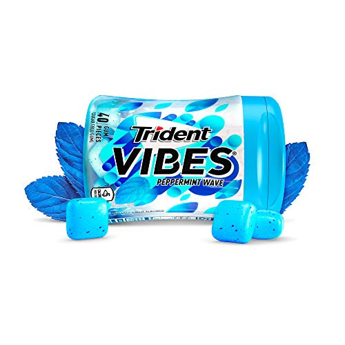 Trident Vibes Peppermint Wave Sugar Free Gum, 40 Piece Bottle