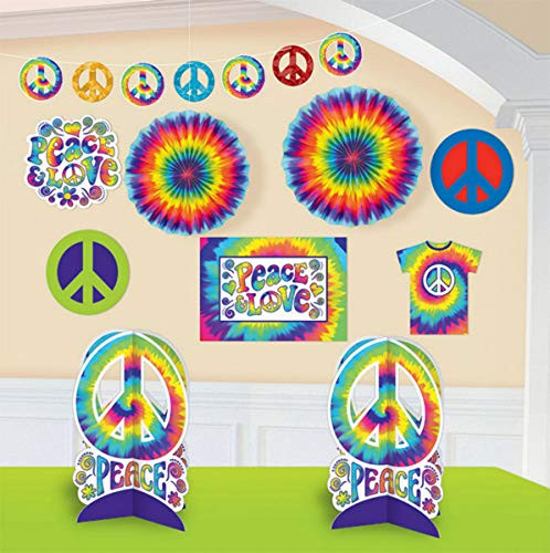 amscan Feeling Groovy 60's Theme Party Psychedelic Decorating Kit (10 Piece), Multi Color, 15.6 x 10.9