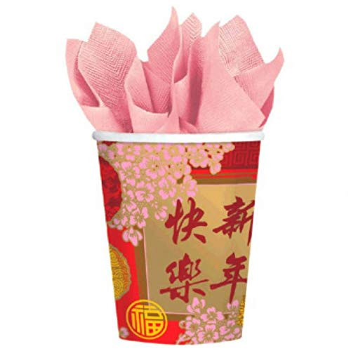 Amscan Chinese New Year Blessing Cups, 9oz, Red