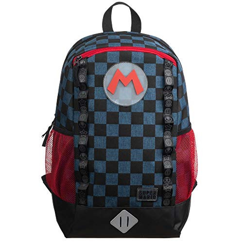 Super Mario Video Game Navy and Checker Backpack