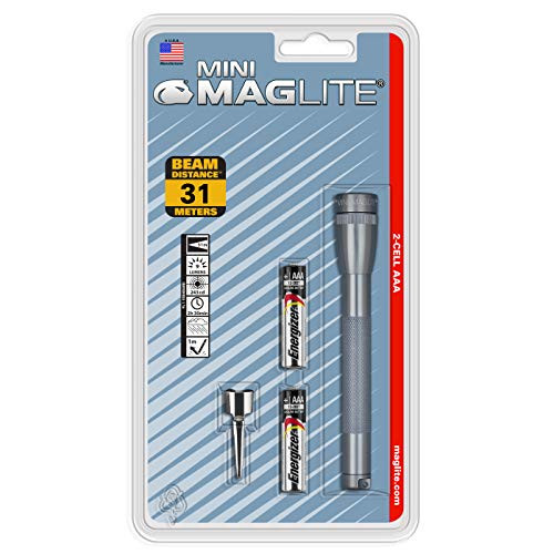Maglite Mini Incandescent 2-Cell AAA Flashlight, Gray