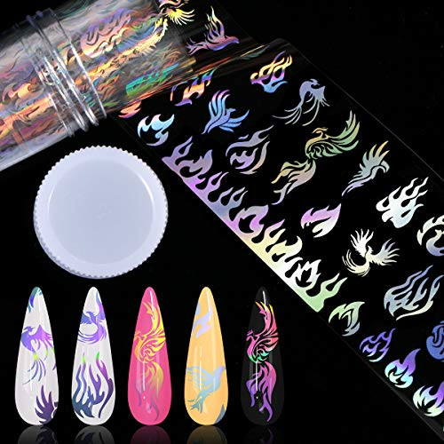 Nail Foil Transfer Sticker, KISSBUTY Holographic Flame Nail Art Stickers Tips Wraps Foil Transfer Adhesive Glitters Acrylic DIY Nail Decoration Flame Desigh Nail Foil Transfer Sticker, KISSBUTY Holographic Flame Nail Art Stickers Tips Wraps Foil Transfer Adhesive Glitters Acrylic DIY Nail Decoration Flame Desigh