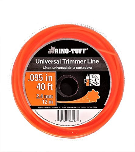 Rino Tuff 16217A .095 x 40 Rounded Light Duty Trimming Line for Gas, Electric, Rounded, and Straight Trimmers
